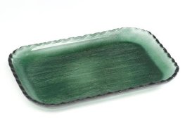 Glass Bohemia SELANIK Green Glass Platter