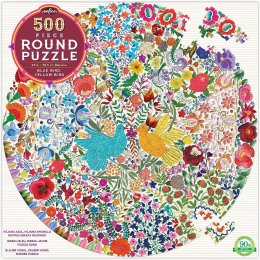 Eeboo Blue Bird Yellow Bird 500 Piece Round Puzzle