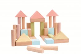 Plan Toys 40 Wood Building Blocks- Pastel