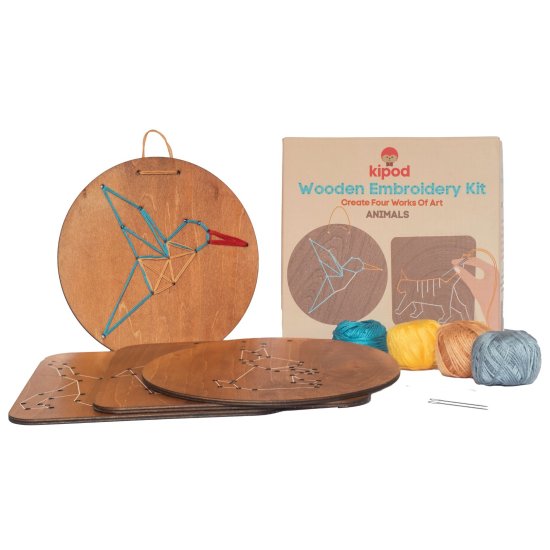 Kipod Embroidery on wood – animals