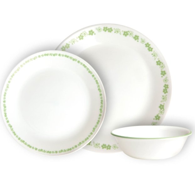 Corelle סט צלחות 18 חלקים, Spring Blossom Green
