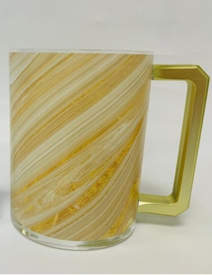 Schönfeld-Acrylic Washing Cup Gold & Silver Marble-Gold Handles