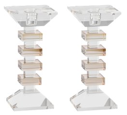 Schönfeld-Set of Modern Crystal Candlesticks