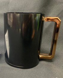 Schönfeld-Acrylic Washing Cup Black with Gold Handles