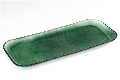 Glass Bohemia SELANIK Green Glass English Cake Platter