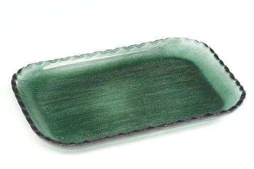 Glass Bohemia SELANIK Green Glass Platter