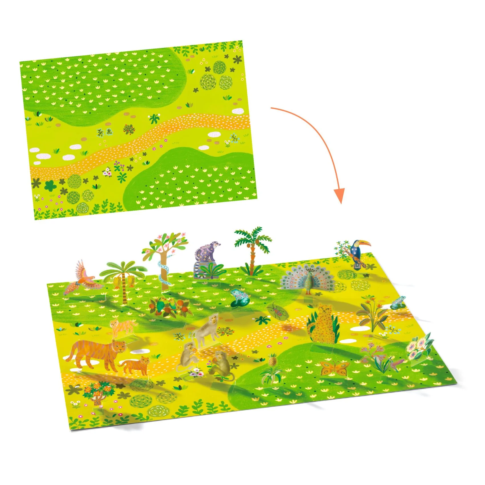 Djeco -יצירה - מדבקות תלת מימד הסוואנה