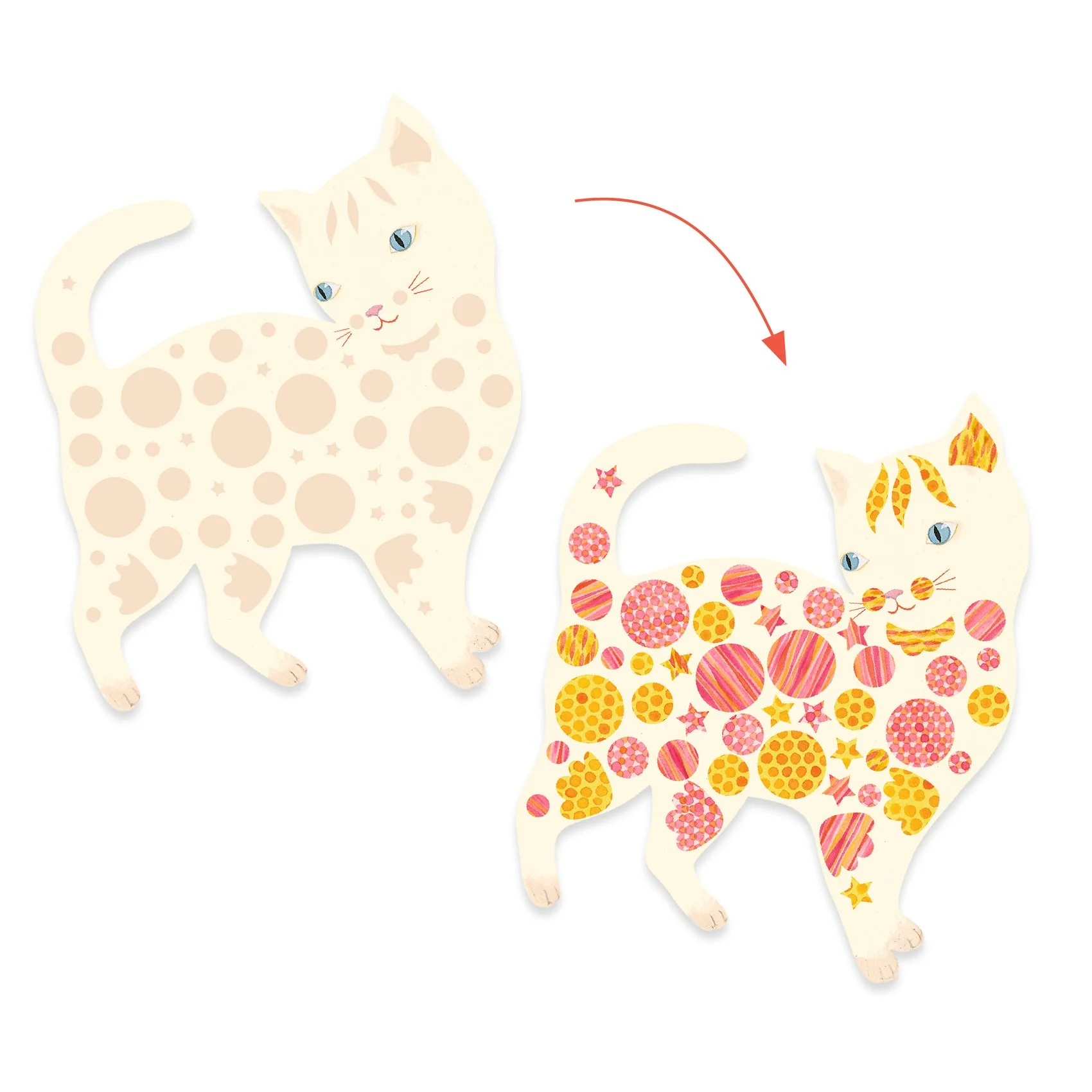 Djeco-Create with Paper - Cute Cats Sticker Activity