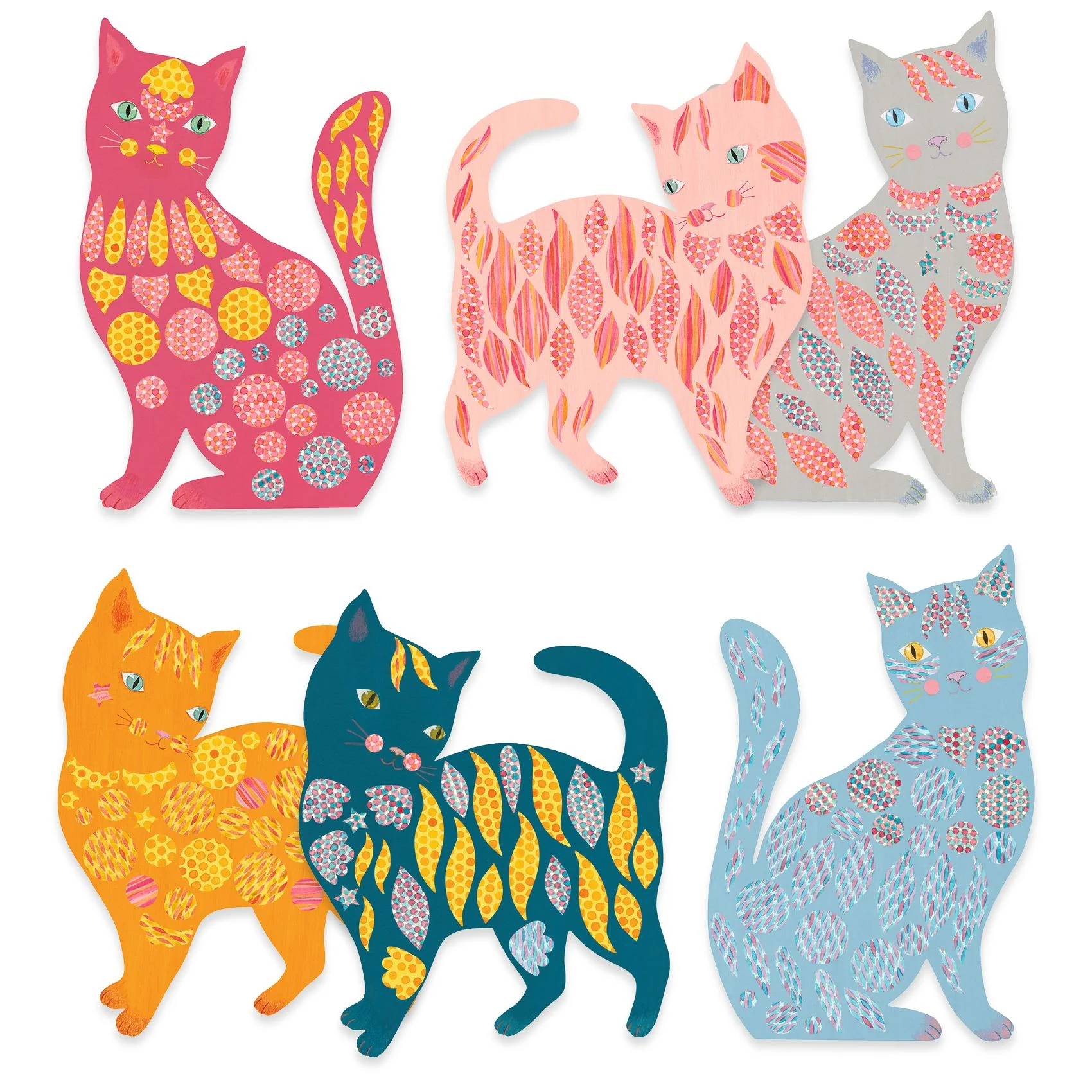 Djeco-Create with Paper - Cute Cats Sticker Activity