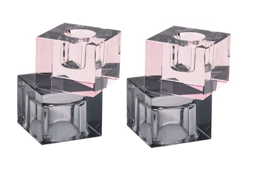 Schönfeld-Set of 2 Colored Crystal Candlesticks and Tealight