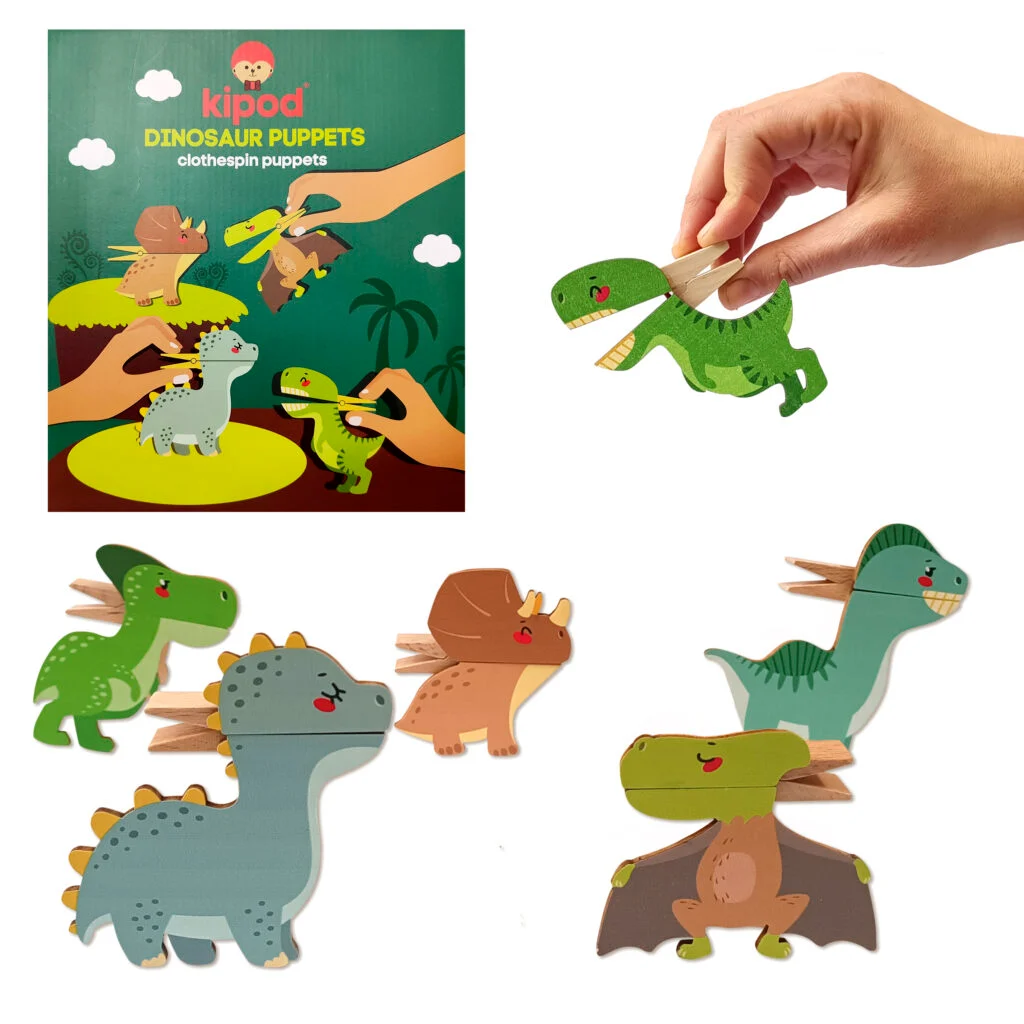 Kipod Clothespins Theater Puppet Dinosaurs